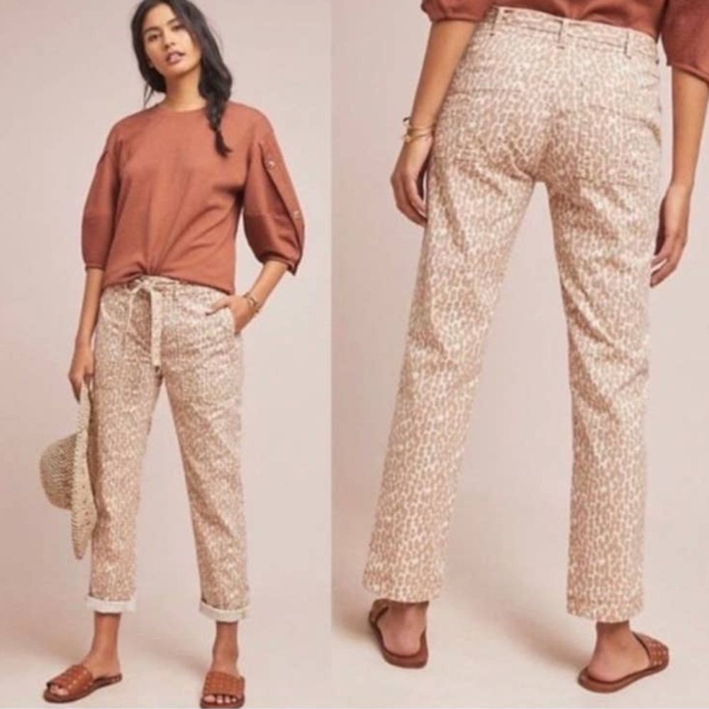 Anthropologie “The Wanderer” Leopard Print Straight Leg Pants Size 28